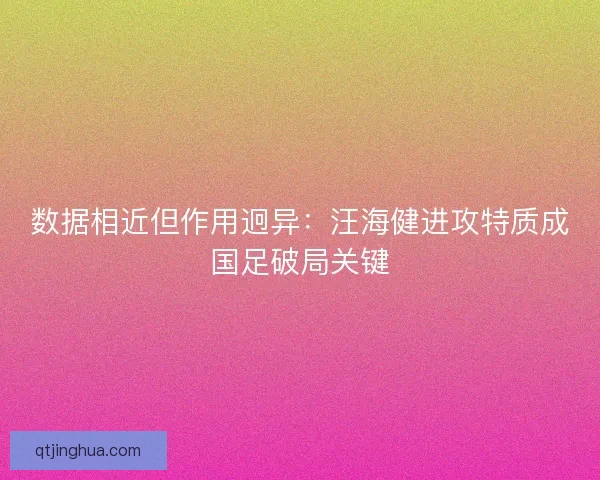 数据相近但作用迥异：汪海健进攻特质成国足破局关键